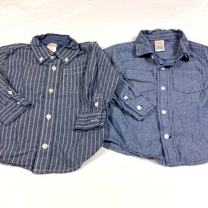 Two Gymboree boys long sleeve button down striped shirts size 18 to 24 months